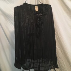 Faded Glory Long Sleeve Black Top